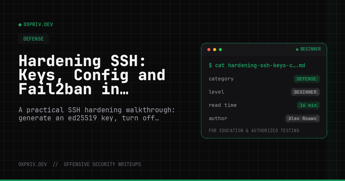 Hardening SSH: Keys, Config and Fail2ban in Practice