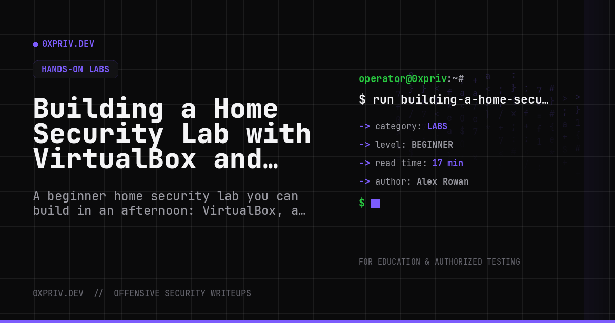 Building a Home Security Lab with VirtualBox and Kali